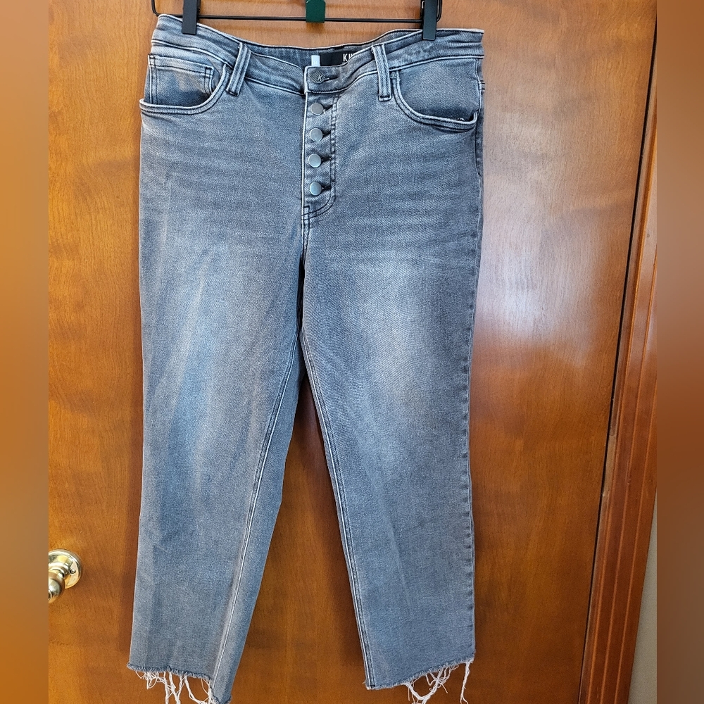 Kut From The Kloth Rachael Fab Ab High Rise Raw Hem Jeans Emulate Grey Size 14
